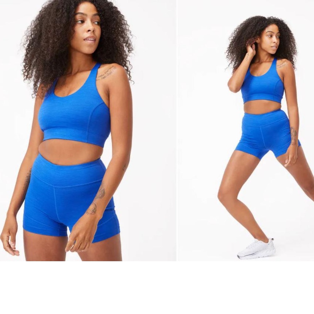 Outdoor Voices Doing things bra and shorts in Poppy